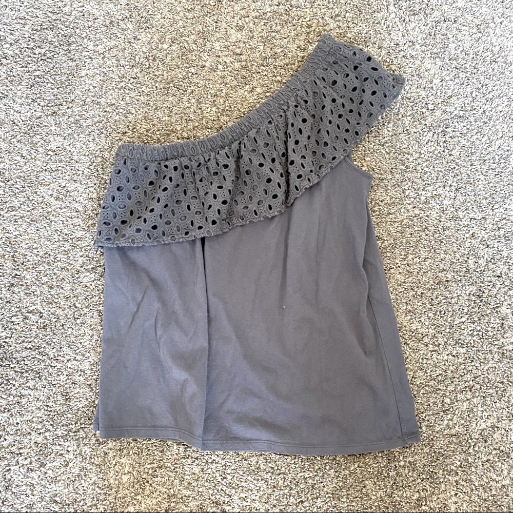NWOT Ann Taylor LOFT one sholder gray blouses -XS